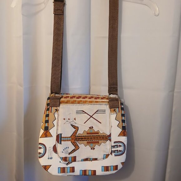 New Western Aztec print Shoulder Bag Purse Cowgirl Brown Turquoise Southwestern - Picture 7 of 10